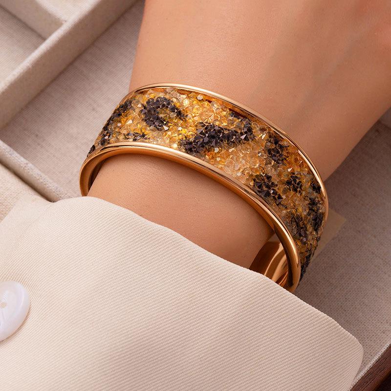 Creative Gradual Change Color Full Diamond Bright Open Bracelet Women Light Luxury Personality Advanced Sense Bracelet