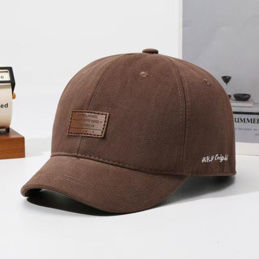 Adjustable Back Strap Leather Patch Baseball Cap Cotton Adjustable Cap Dad Hat For Women Men