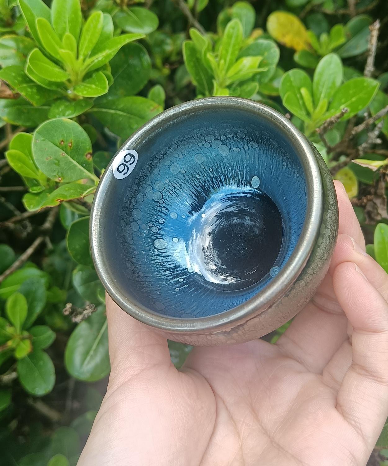 Чашки для чая Jian zhan Tenmokus 60 мл Синяя масляная капля Натуральный узор Обожжены в печи Китайские ремесла эпохи Сун  200ml