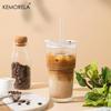 600ML Ribbed Glass Tumblers with Lids and Straws 1/2PCS Drinking Glasses for Iced Coffee Cups Milk Juice Cold Beverages