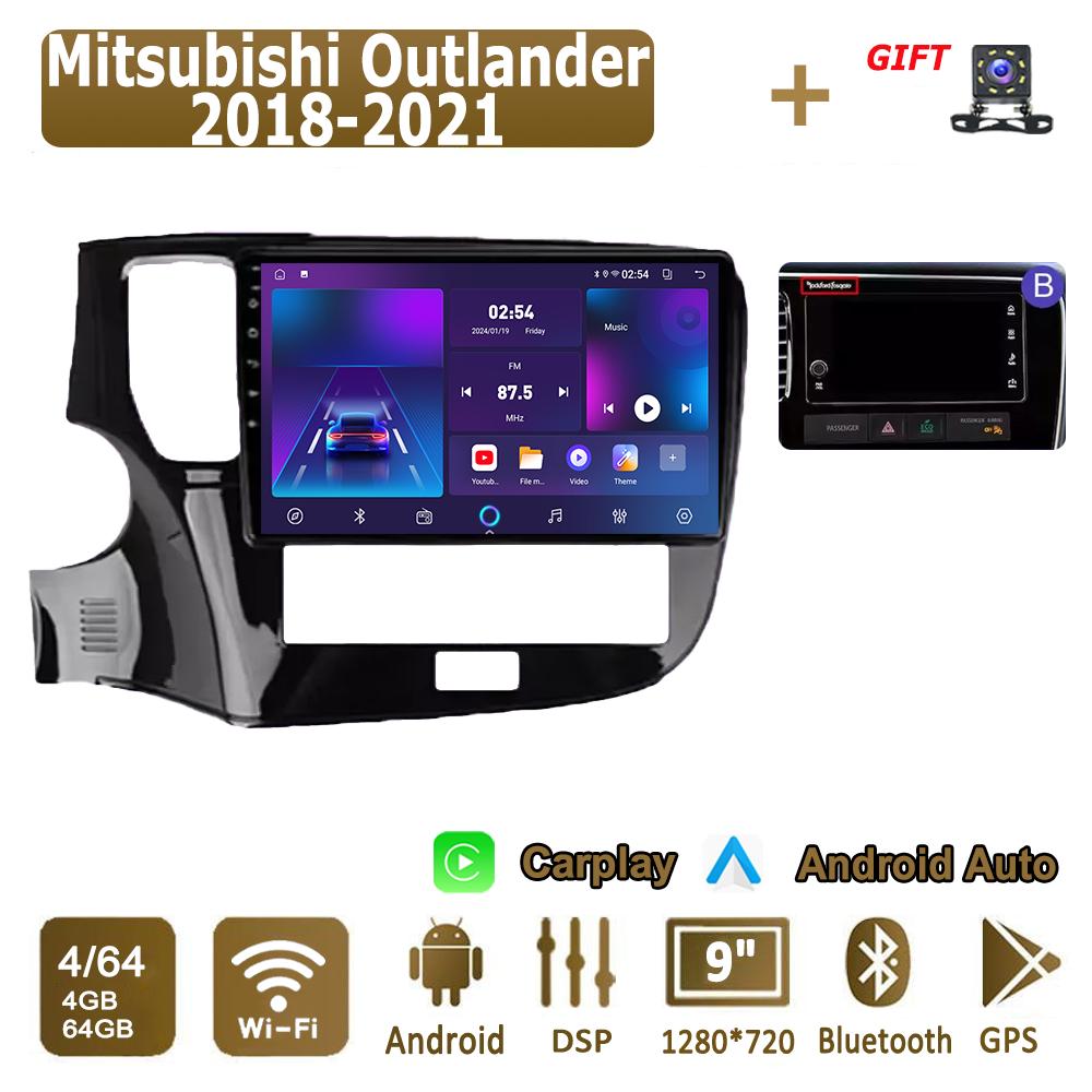 Android Carplay Car Radio For Mitsubishi Outlander 2018-2021 Multimedia Player Head Unit Stereo GPS Navigation BT WIFI 4+64GB