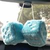 Car Colorful Soft Spotty Furry Fluffy Hanging Mirror Fuzzy Dice Decor Z4R1
