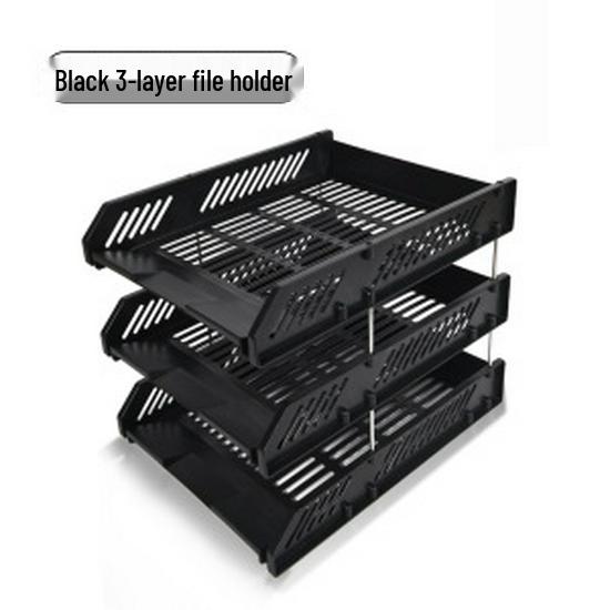 Blue Multi-Layer Desktop File Rack - Office Storage Shelf & Thick Plastic Box