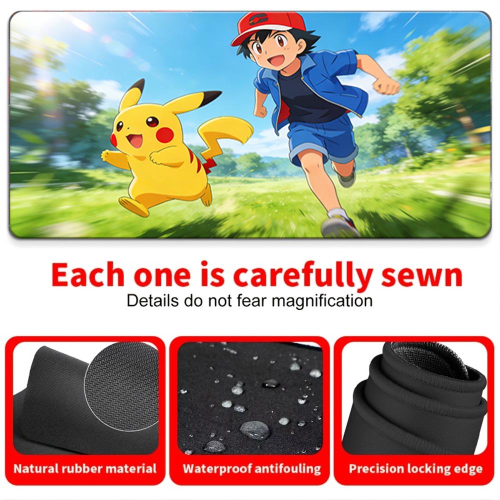 Pokemon Ash Pikachu Thunderbolt Battle Gaming Mouse Pad NonSlip Desk Mat 30x80x0.2cm