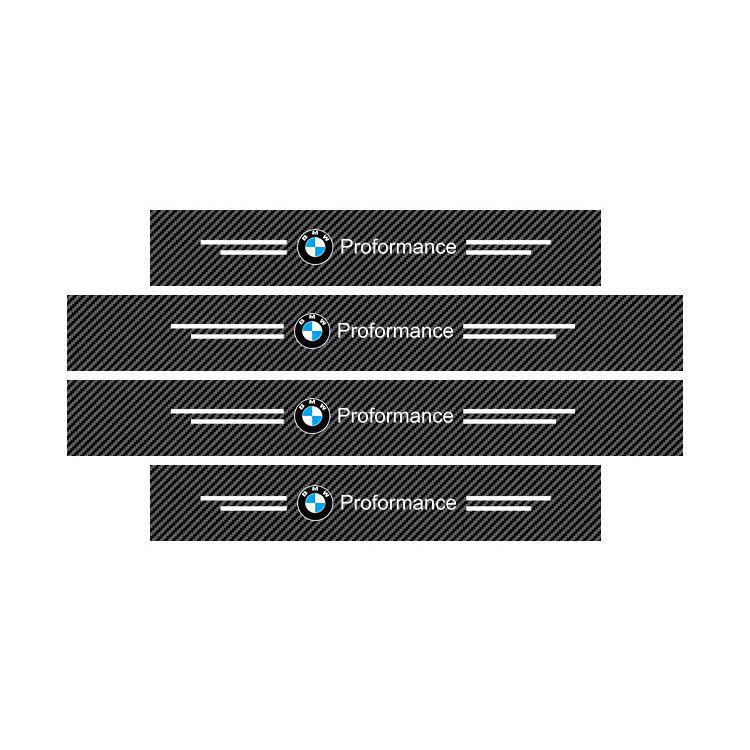 Car Door Sill Protector - Carbon Fiber Leather Anti-Scratch Welcome Pedal with Logo