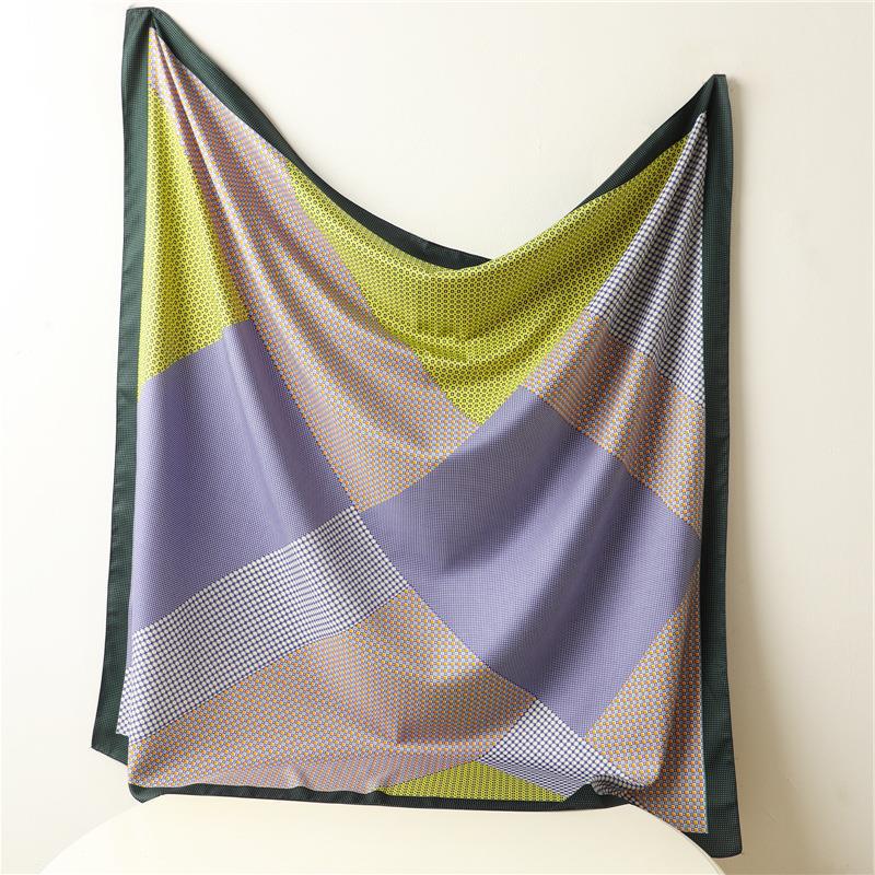 Temperament silk scarf New women's imitation silk scarf Hangzhou silk twill square scarf 91cm simple color matching shawl
