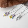 Colorful Ice Cream Necklace Simple Elegant Enamel Pendant Flower Zircon Necklace Jewelry Gift