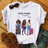 Fashion Vintage Black Girl Letter Graphic Female Tee 90S Summer Shirts Short Sleeve Loose Tees White O-Neck Female Tops Clothing
