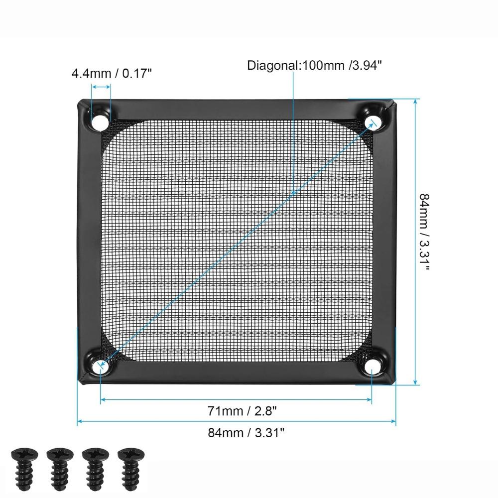 

Anti Rust Computer Fan Filter Grills Aluminum with Screws Dust Cover Silver Black Dust Filter Cover Computer Cooling