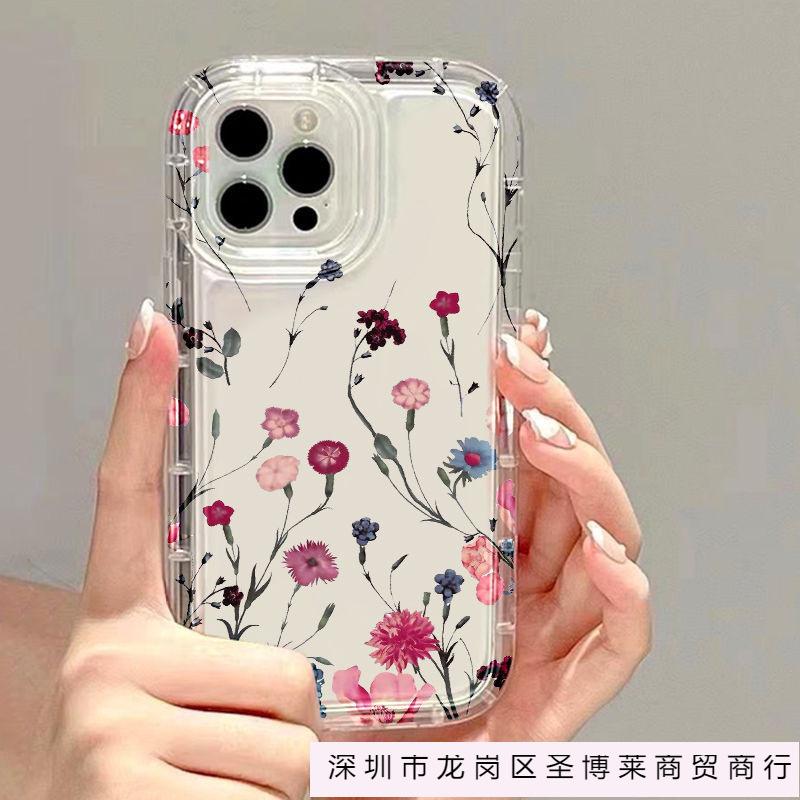 Wildflower branches are suitable for airbags iPhone16promax mobile phone case 15/14 Apple 13/12 factory 11 transparent
