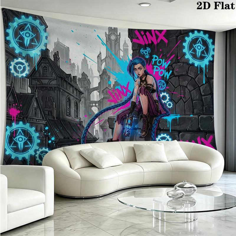 Jinx Wall Tapestry Aesthetic Wall Hanging Printed Fabric Blanket Decorative Tapestries for Bedroom Living Room Home Decor