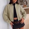 Chaqueta de Béisbol Corta Lisa Suelta Vintage para Viajes Diarios para Mujeres