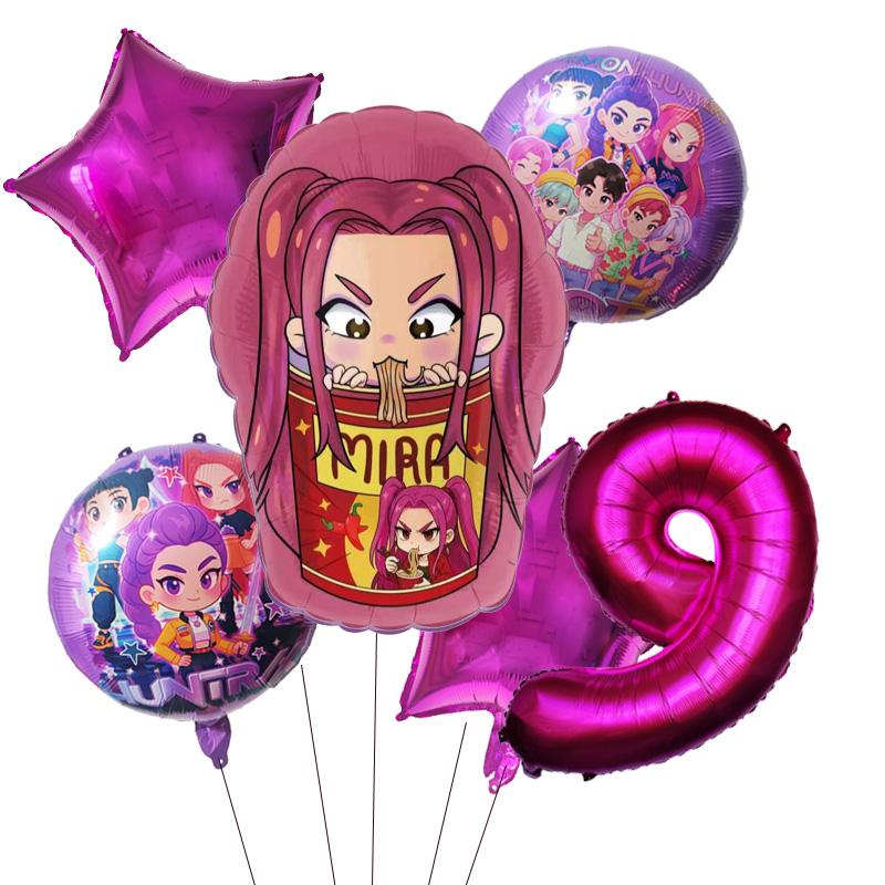 Kpop Demon Hunters Children's Birthday Party Decoration Ball Number Digit 1-9 Balloon Set Baby Shower Party Supplies Gift Toy