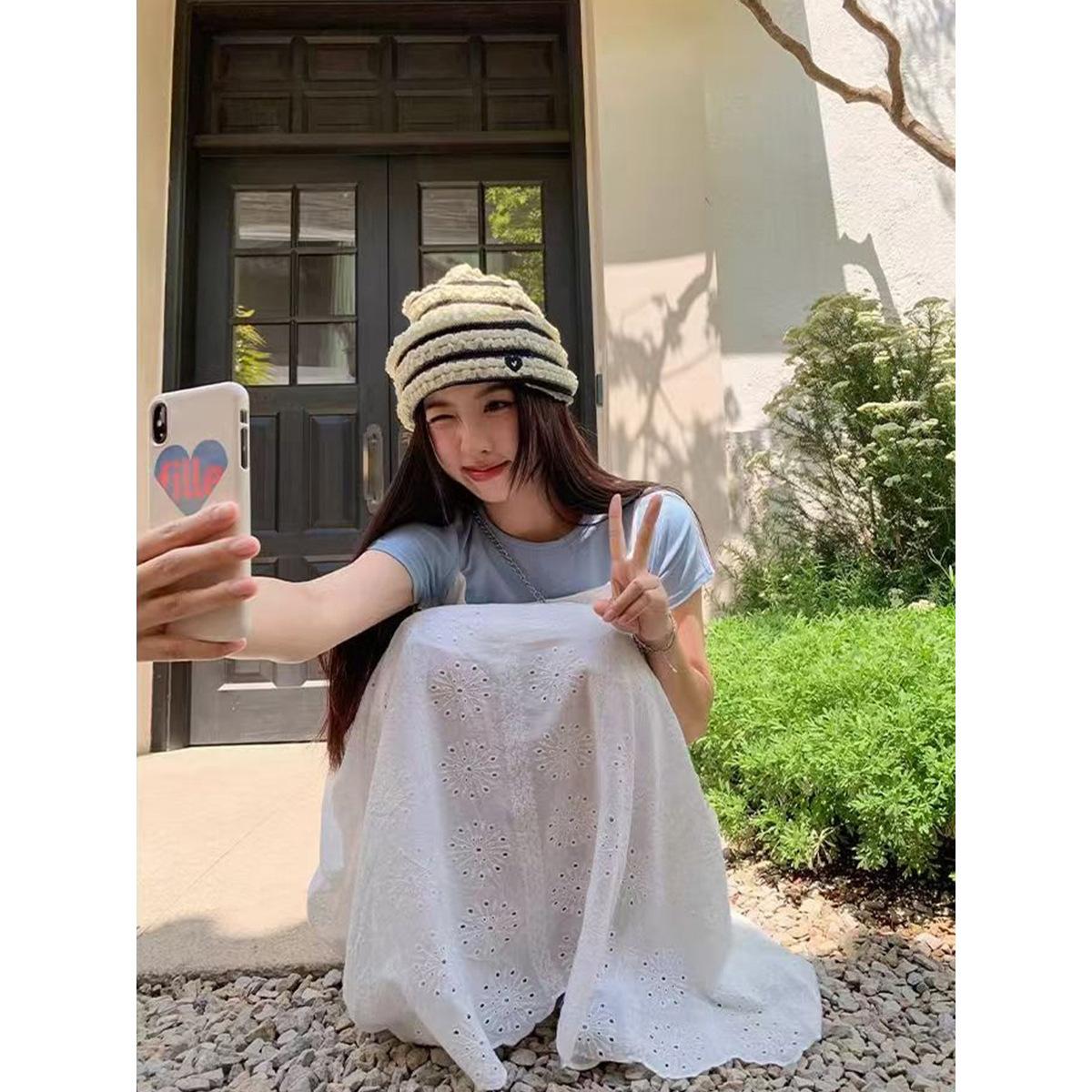 

Spring and summer new solid color atmosphere T-shirt slim-fit short-sleeved women s versatile bottoming shirt top tide 2XL