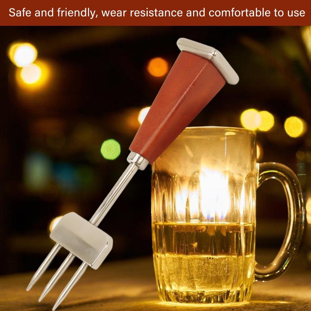 Stainless Steel Ice Chisel Chipper Wood Handle Stable Construction Ice Crusher Tool Three Prong Design Three Prong Ice Pick