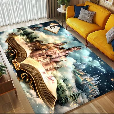 Castle Fantasy Crystal Velvet Chair Mat Area Rug - Non-Slip, Floor Mat, Office Desk Chair Rugs, Bedroom Decor.Christmas Gift-1106151