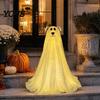Lighted Ghost Dog for Entryway Halloween Decoration, Battery Operated Freestanding Spooky Cute Figurine with Remote And String Light Front Door,