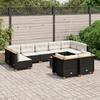 VidaXL Garden Lounge Set 10 Pcs with Cushions Black Wicker 3261995