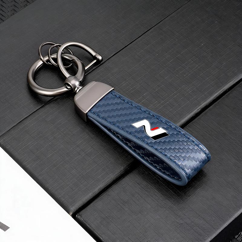 Bil Kolfiber Läder Zinklegering Nyckelring Mikrofiber Nyckelring För Hyundai N Tucson Accent Elantra Santa fe Sonata I10 I20