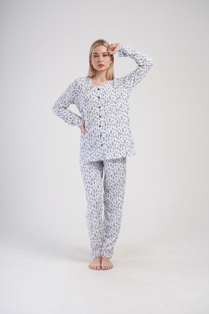 Women's Cotton Pajamas with Long Pants 3XL Vienetta Button-Up