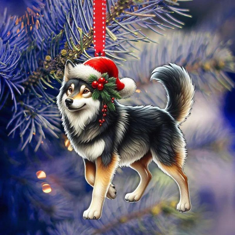 New Acrylic Flat Animal World Christmas Festival Party Pendant for Christmas Tree Decoration Pendant