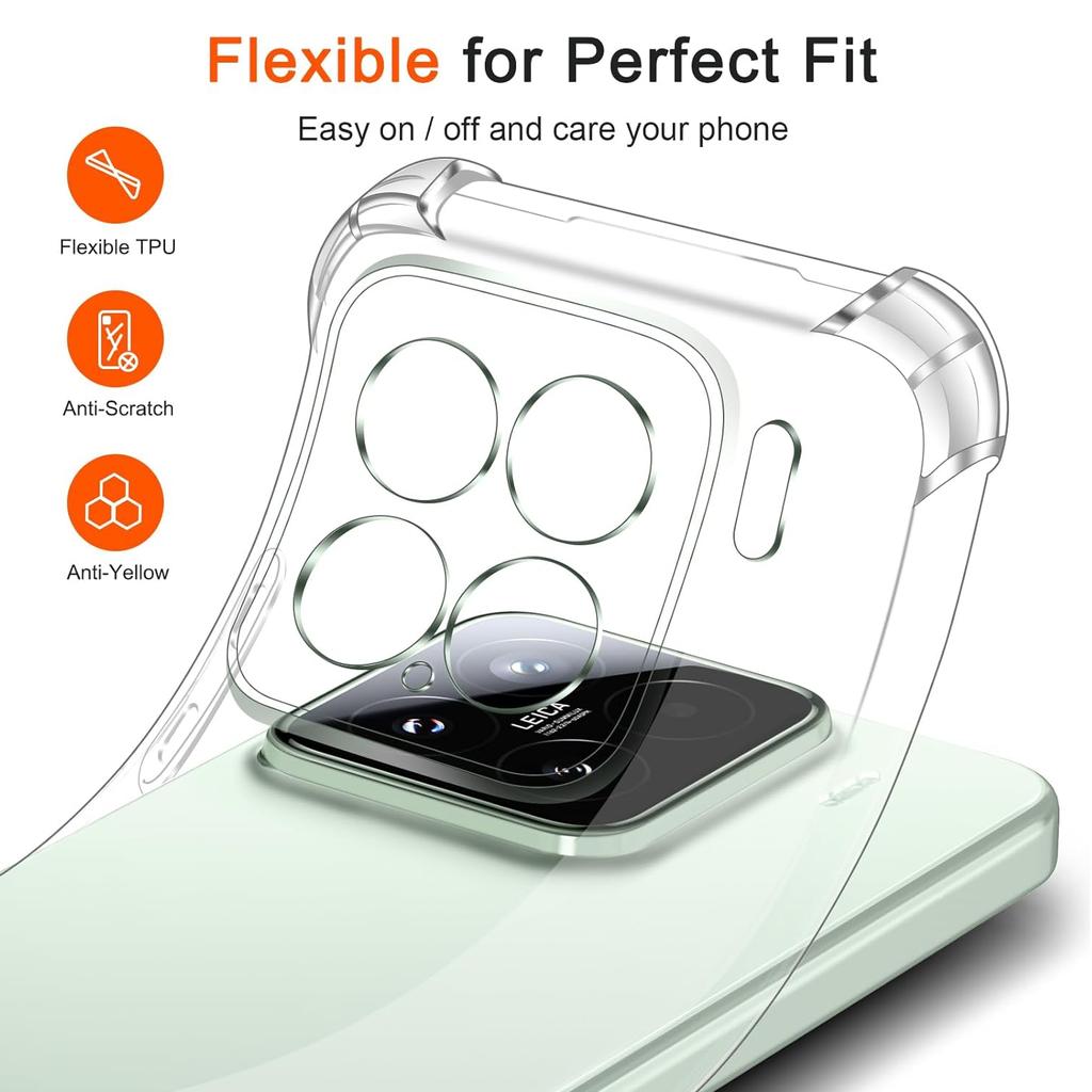 TPU Transparent Case for Xiaomi 15 Mi 15 5G Protective Cover Four Corners Shockproof Bumper Coque Fundas