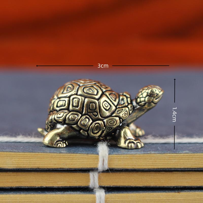 Statuie broasca testoasa din cupru pur Figurine broasca testoasa din alama vintage ornament Feng Shui de birou Miniaturi Ceai antic Artizanat pentru animale de companie Cadouri