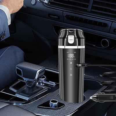 Bouilloire électrique pour voiture 12V 24V 500ml Acier inoxydable 304 50W-100W 9x2,8 pouces pour voyage en voiture longue durée