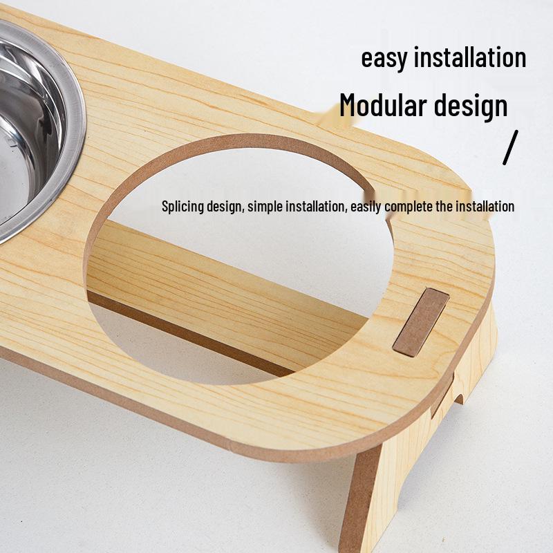 Stainless Steel Pet Bowl Stand: Cat & Dog-Friendly, Anti-Spill, Neck Protection, 2-in-1 Design for Food & Water