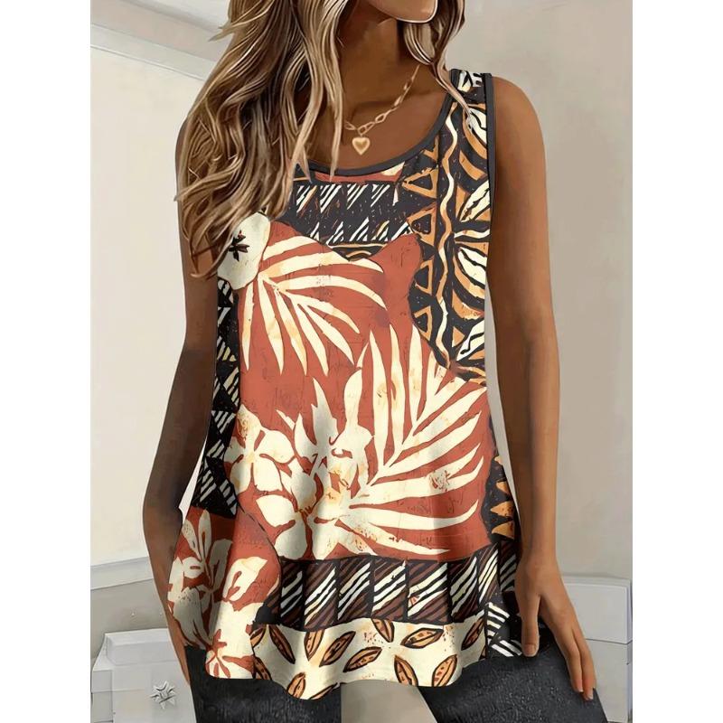 Summer Ladies 3D Printed Sleeveless T-Shirt Fashion Versatile Breathable Trend Casual