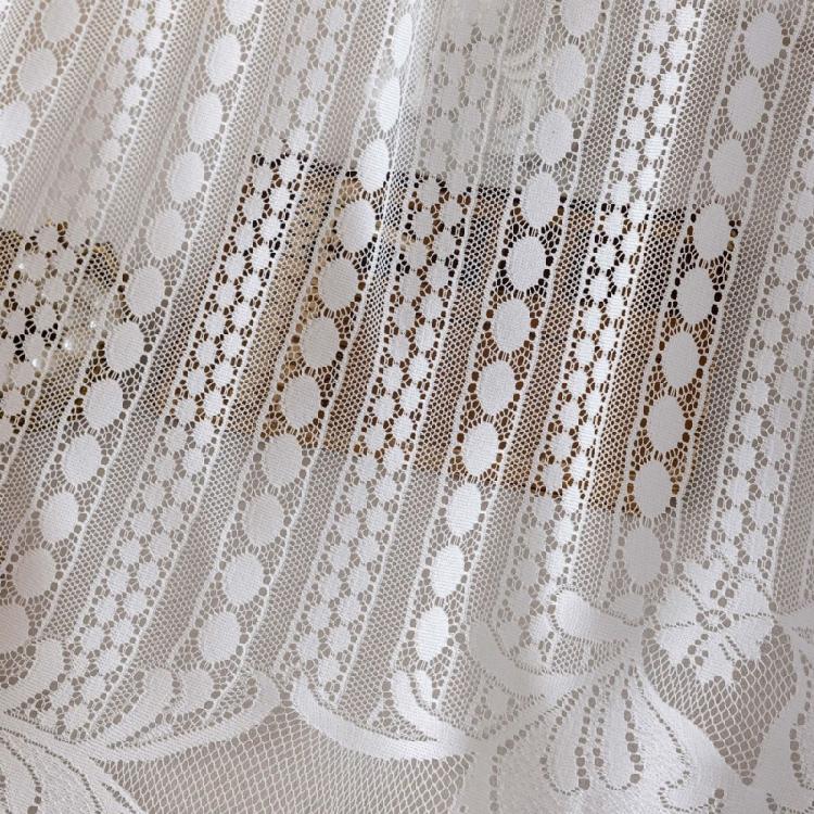 White Lace Fringed Valance Semi Sheer Half Curtain with Hole Easy Hanging for Room Partition Light Filtering Decors