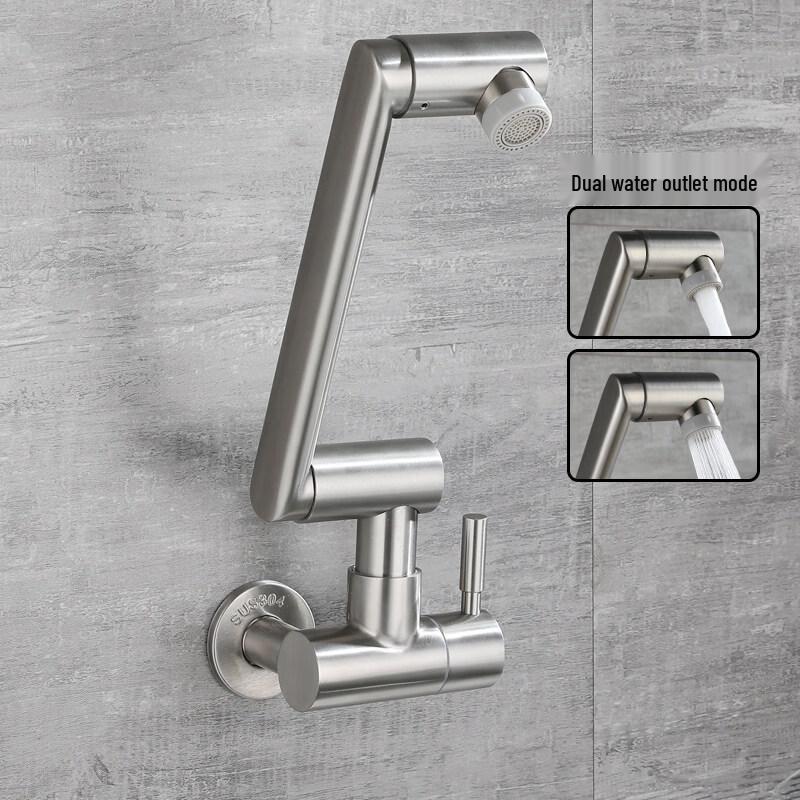 TLXT Lucky Cat In-Wall Foldable Kitchen Faucet