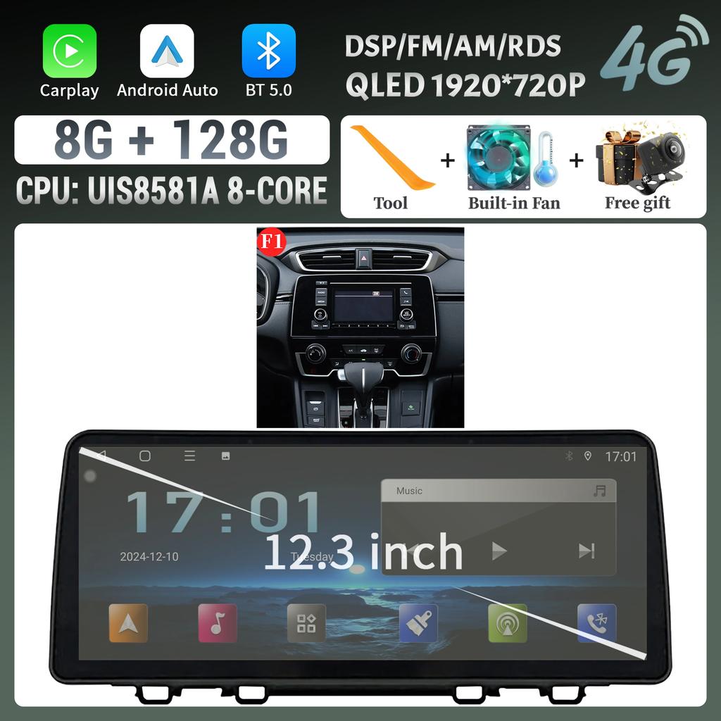 12.3" Car Radio Multimedia For HONDA CRV 2017-2022 Android Multimedia Wireless Androd Carplay Navigation 4G GPS Head Unit Screen