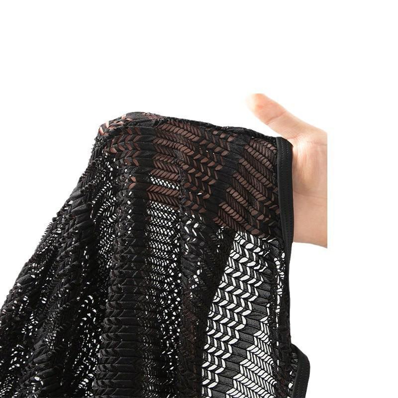 European & American Mesh Solid Color Women's Conservative Bikini with Four-Corner Shorts - 2025 Collection