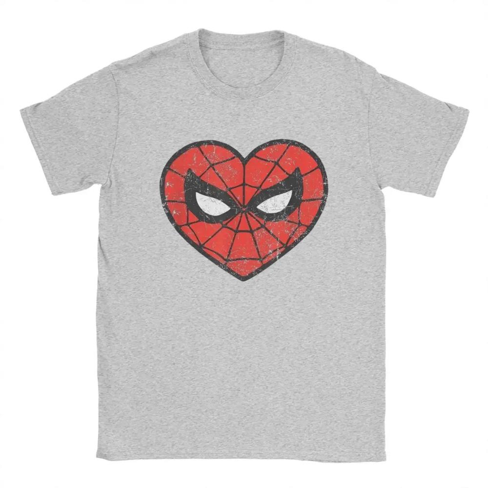 Spider-Man Heart T Shirts for Men 100% Cotton Awesome T-Shirts Crew Neck Tee Shirt Short Sleeve Tops Gift Idea