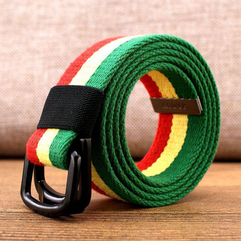 Men's Canvas & Leather Double Ring Stretch Belt