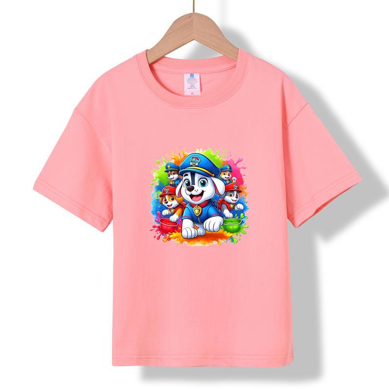 XH08 MINISO 2026 Summer New Printed Cotton Round Neck T-shirt for Children Aged 1-16, Boys and Girls