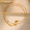 Wind Ladies Vacation Wind Stainless Steel Flat Cross Chain Bow Zircon Anklet Necklace Jc-238