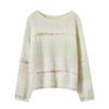Women's Gradient Green Wool Blend Off-Shoulder Knit Sweater