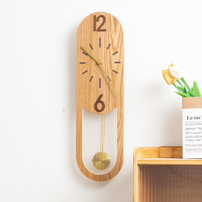 Wooden Pendulum Wall Clock Retro Noiseless Aesthetic Wall Clocks Creative Walls Clock Modern Living Room Decoration Furniture