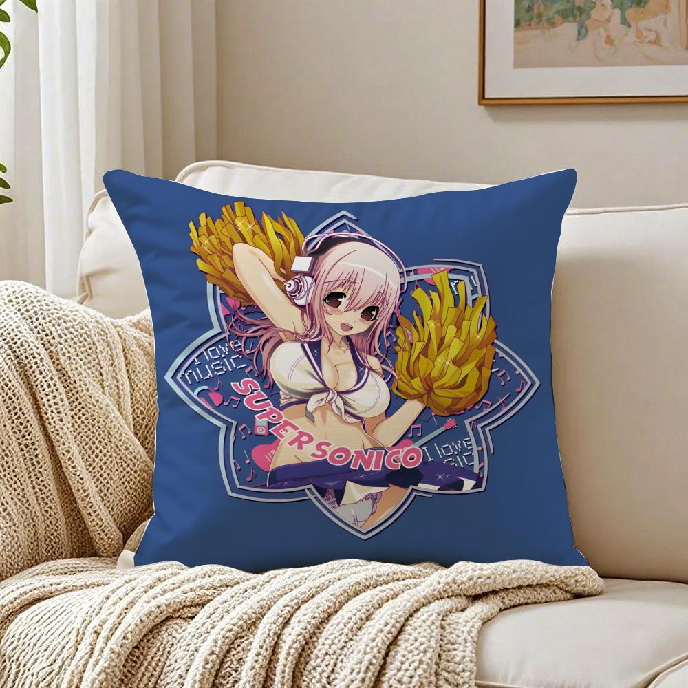 game character idol SSuper SSonico Cushion Cover Pillowcase Antidustmite living Room Sofa Decor Cushion Room