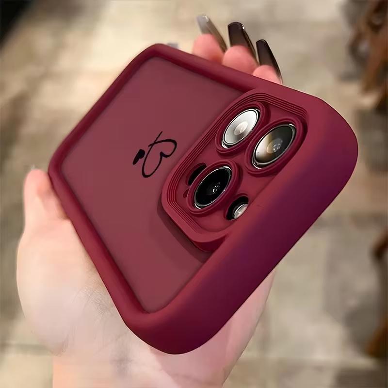 Minimalist Red Heart Pattern Soft Phone Case For Samsung S25 S24 Ultra S23 Ultra S22 S21 S20 Plus Note 20 S24FE S23FE Cover