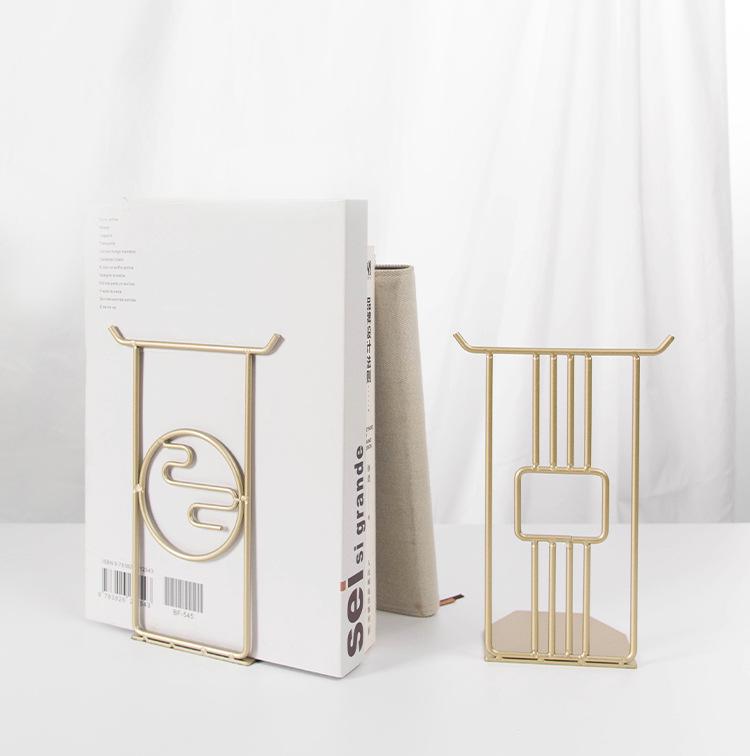 Chinese Style Creative Metal Bookends - Desktop Storage & Book Support Ornament
