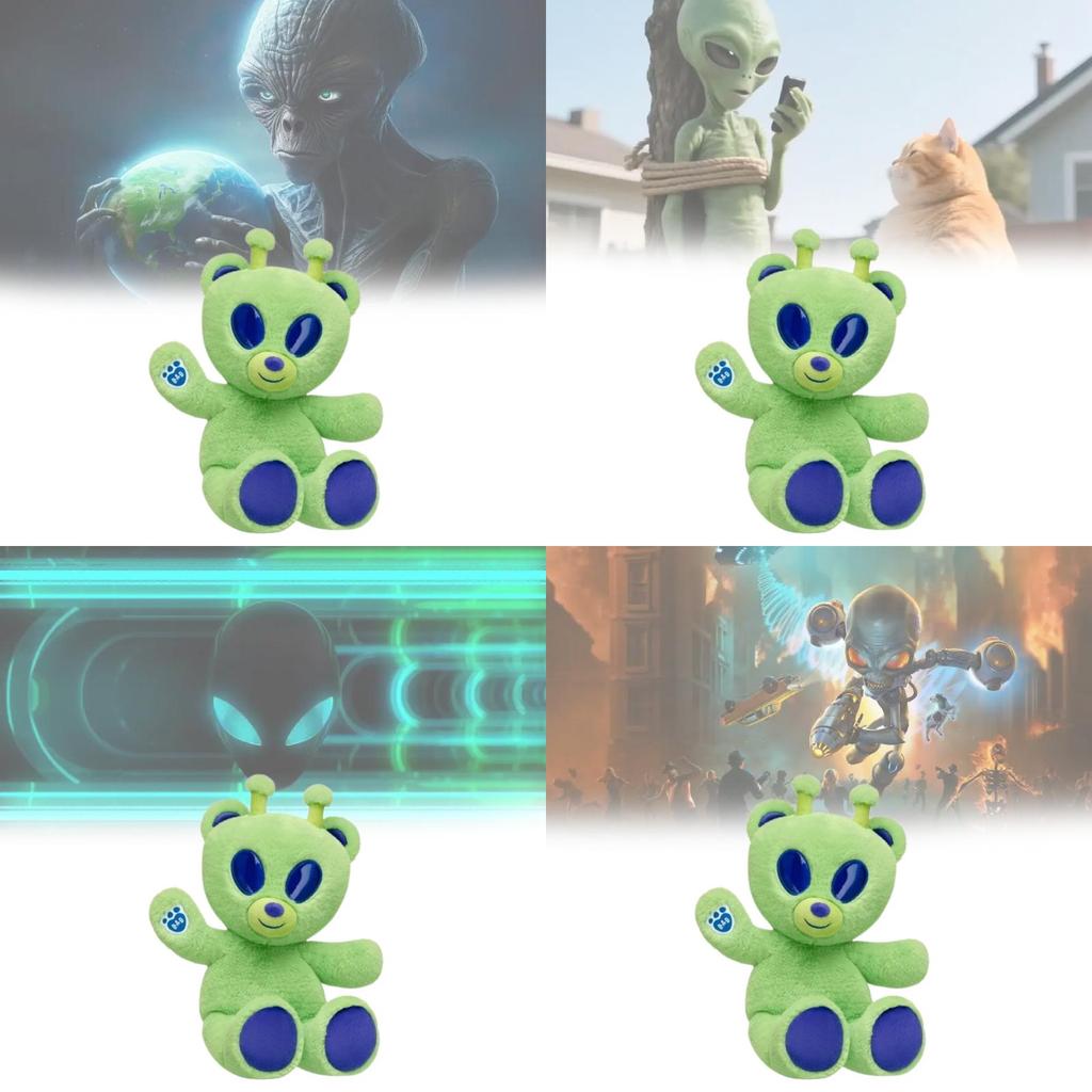 Bär Alien Plüschtier mit kurzem Plüsch für Kinder und Sammler