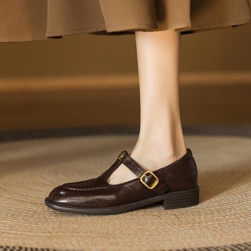 

Новые повседневные туфли на низком каблуке, туфли-лодочки на мягкой подошве, туфли большого размера на одном ремешке, женские кожаные туфли, круглый носок на все сезоны 39 коричневый