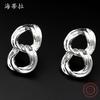 8-Word winding alloy earrings, simple personality and high-end women's stud earrings