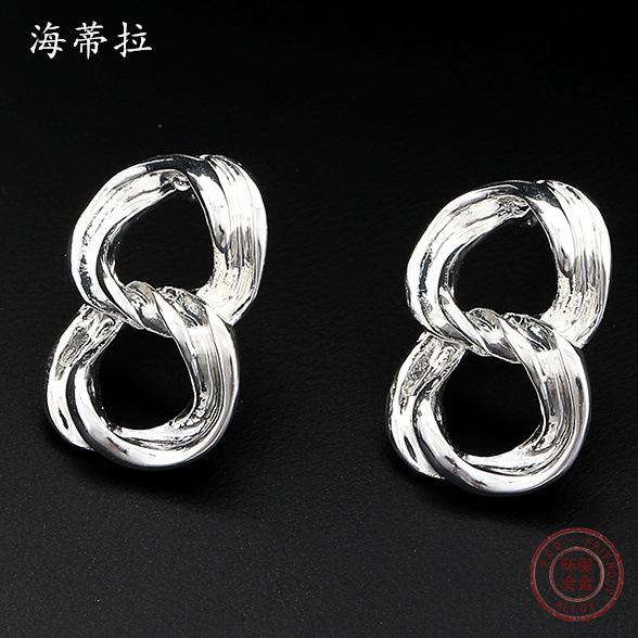 8-Word winding alloy earrings, simple personality and high-end women's stud earrings