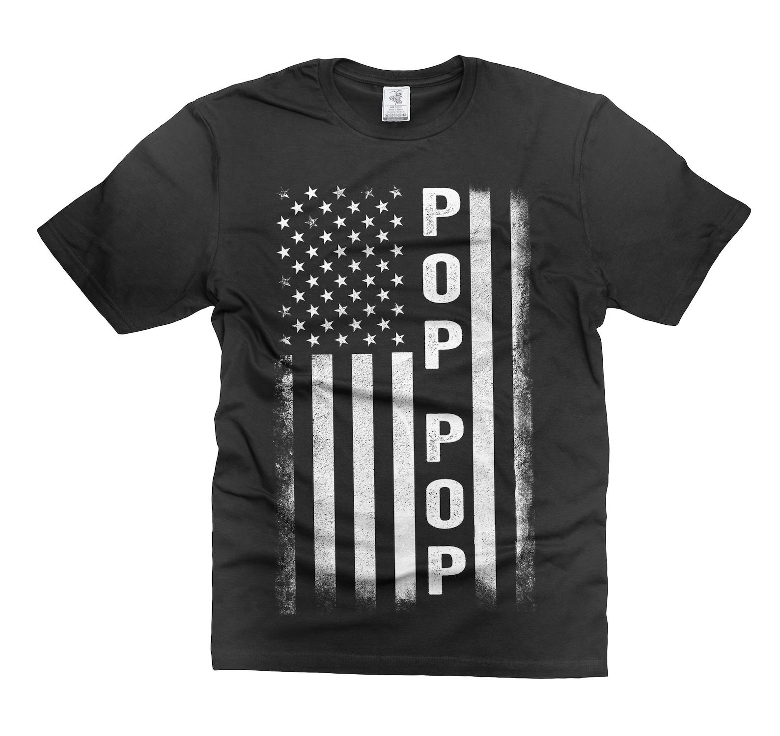 Pop Pop Flag Mens T-Shirt Papa Grandpa Dad Daddy Poppop Pop-pop USA American Flag Fathers day Mens Tee shirt 3XL