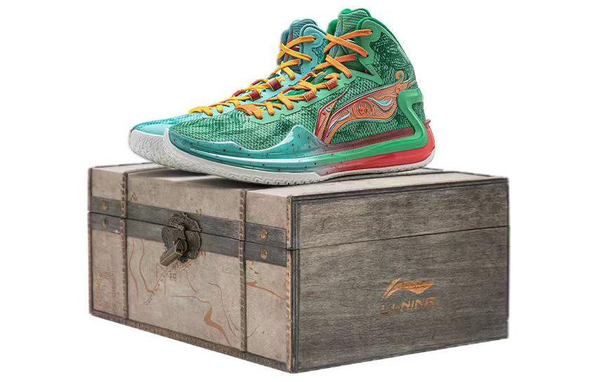 Li Ning Liren 4 Basketball Shoes Unisex High Top Jade Frost Green/Pure Blue ABAT107-1 41