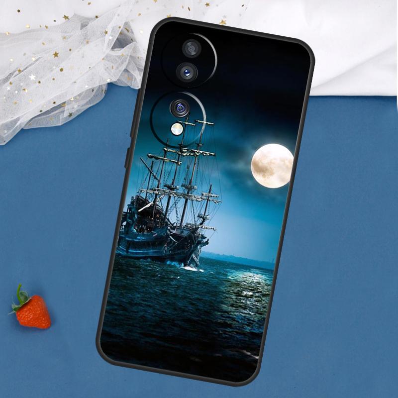 Old Ship in Sea Moon Night Case For Honor Magic 7 5 6 Lite 8 Pro 200 400 50 70 90 X8c X8b X9a X9b X9c X9d Win RT Cover